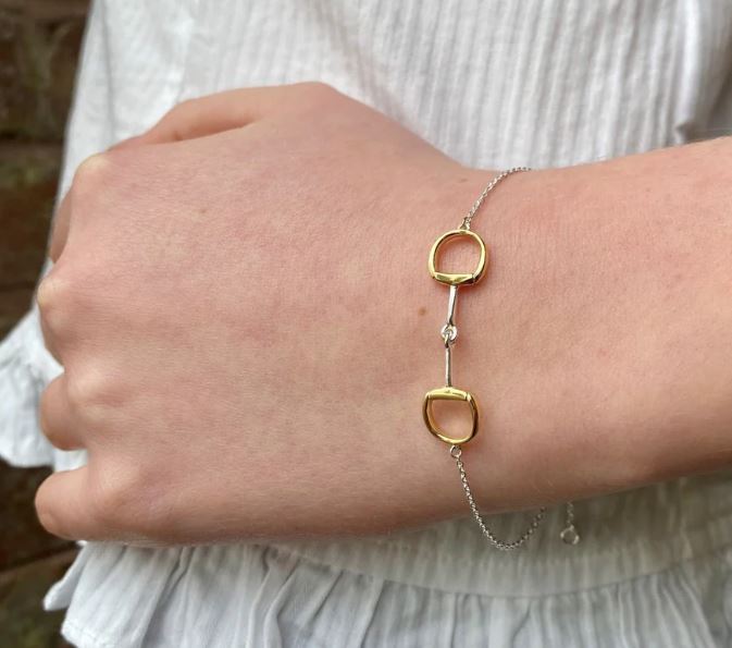 Sterling Silver Two Tone Snaffle Bit Bracelet